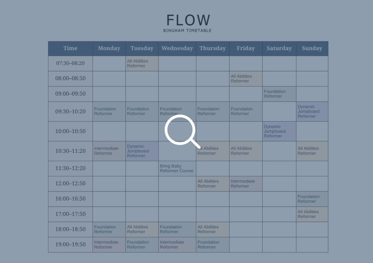FLOW Reformer Pilates | BINGHAM | Timetable | All Levels | Book Now