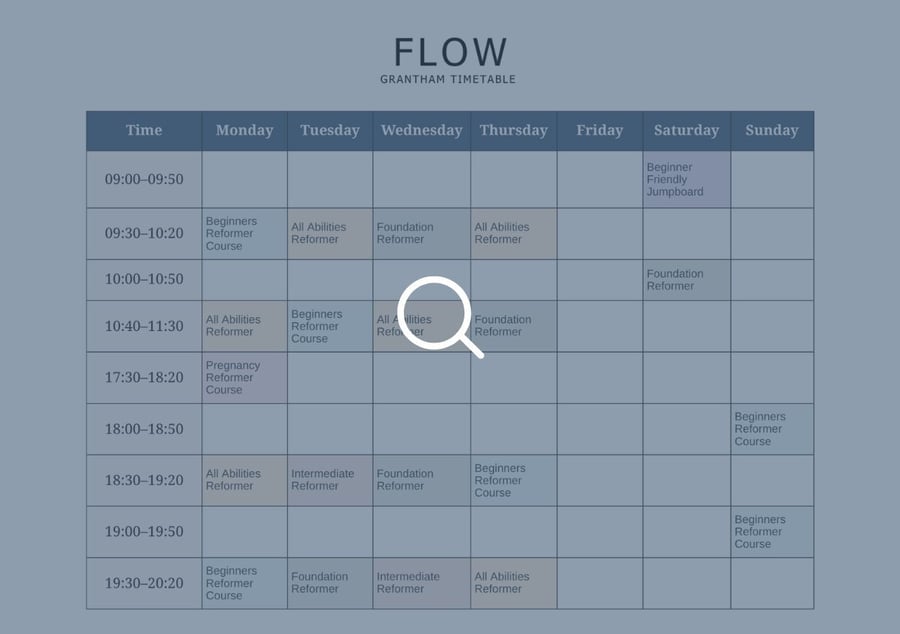 FLOW Reformer Pilates | GRANTHAM | Timetable | All Levels | Book Now
